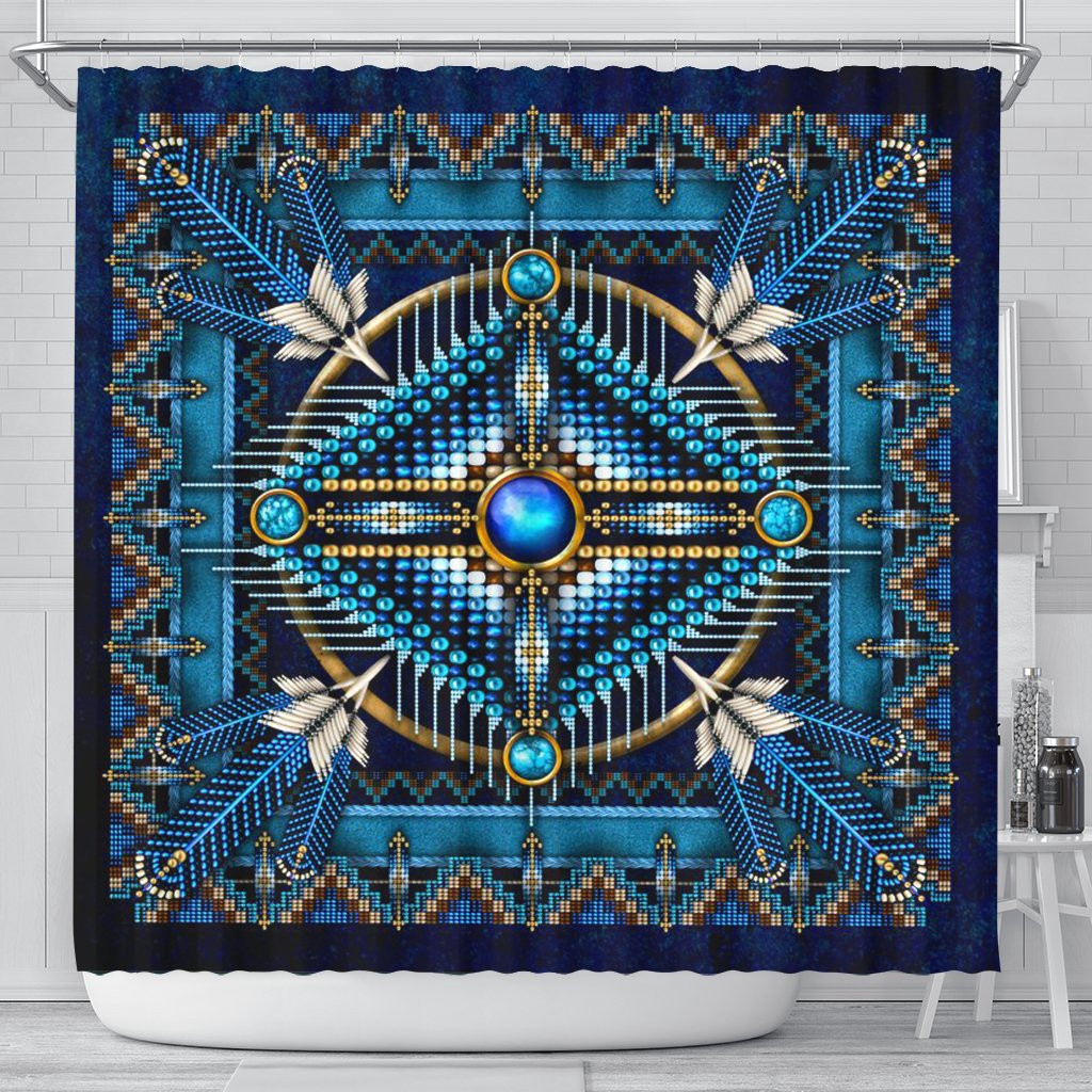 Mandala Blue Native American Shower Curtain - bestofnative