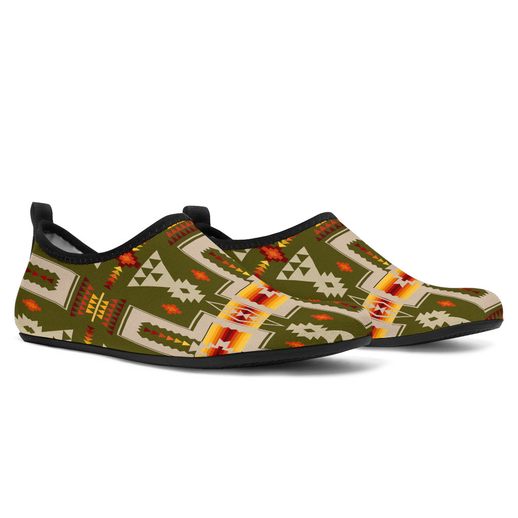 GB-NAT00062-12 Green Tribe Design Native American Aqua Shoes - bestofnative