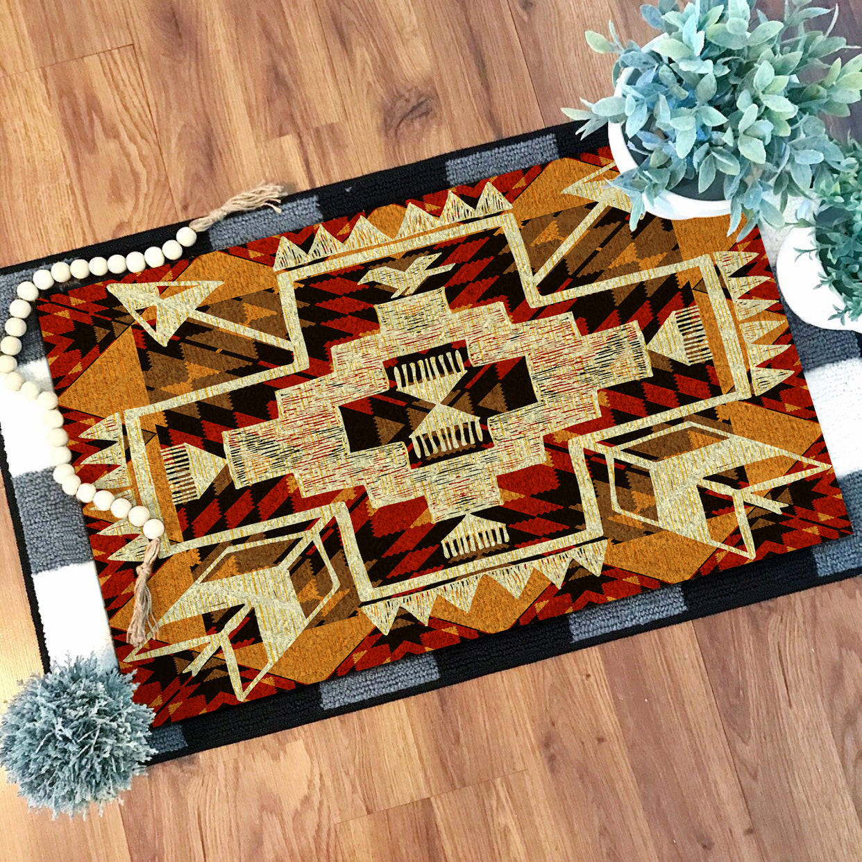 Doormat Native GB-NAT00022 Tribal Yellow Arrow Native Doormat - bestofnative