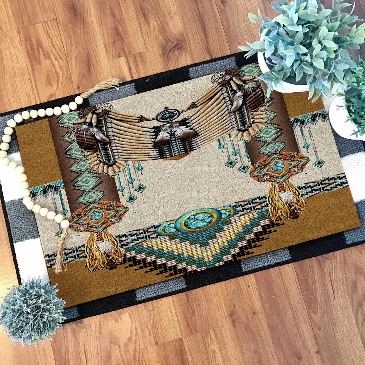 Doormat Native GB-NAT00059 Brown Pattern Breastplate Native Doormat - bestofnative