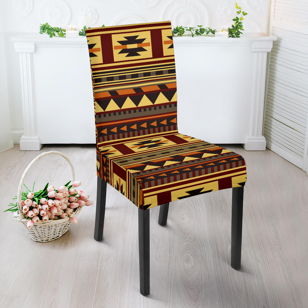 Native Chair Covers GB-NAT00507 Brown Ethnic Pattern Native Dining Chair Slip Cover ...