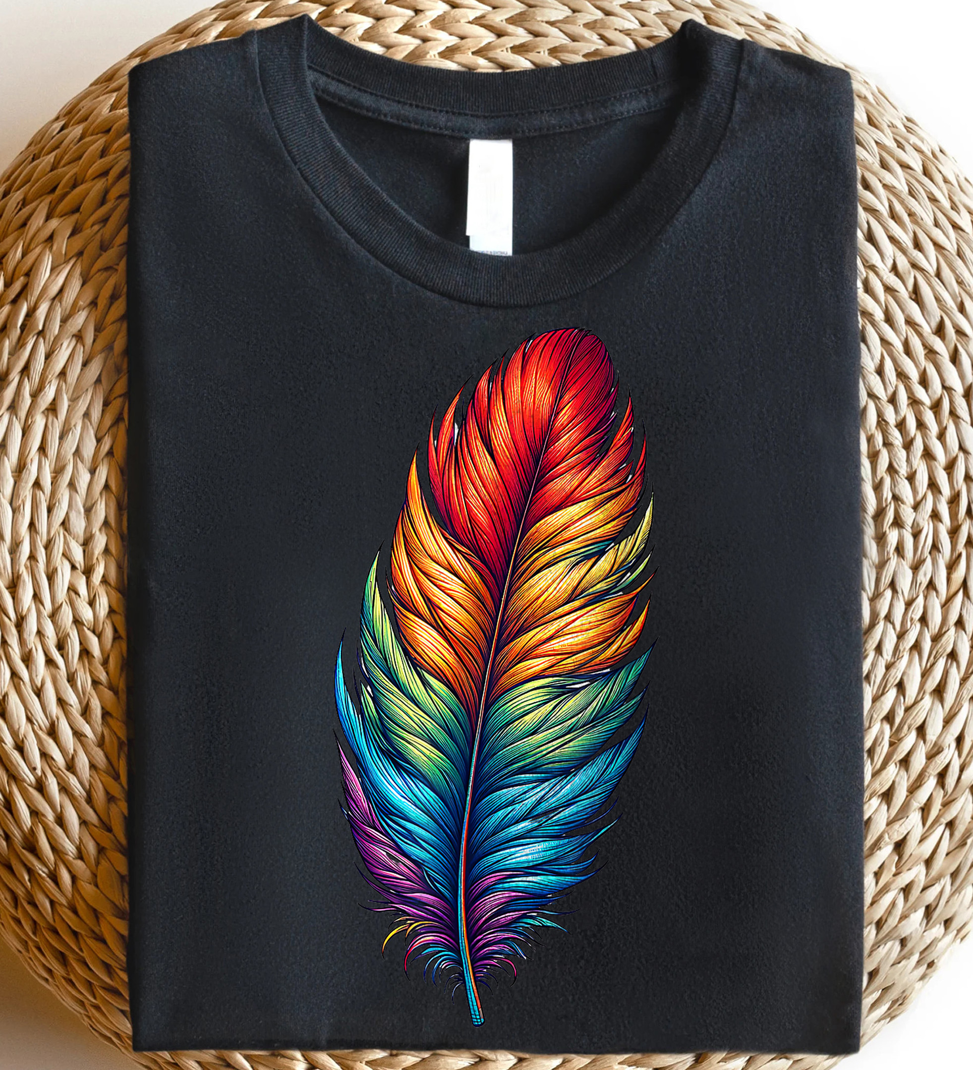 Colorful Feather Southwest Native American Indian Tribal Art T-Shirt ...