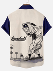 Baseball Sports Print Short Sleeve Hawaiian Shirt