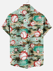 Classic Retro Baseball Pattern Print Hawaiian Shirt