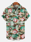 Classic Retro Baseball Pattern Print Hawaiian Shirt