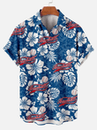Classic Retro Baseball Pattern Floral Hawaiian Shirt