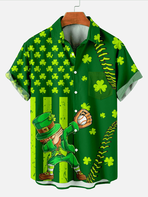 St. Patrick's Day American Flag Baseball Print Hawaiian Shirt