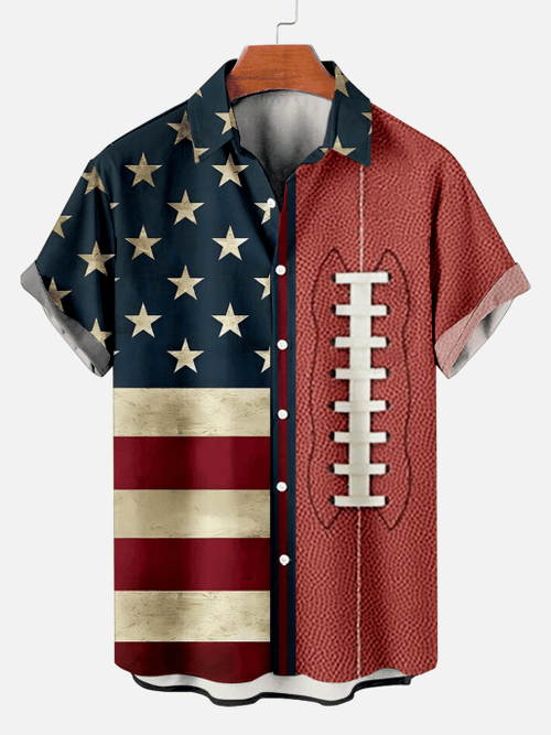 Vintage American Football Flag Hawaiian Shirt