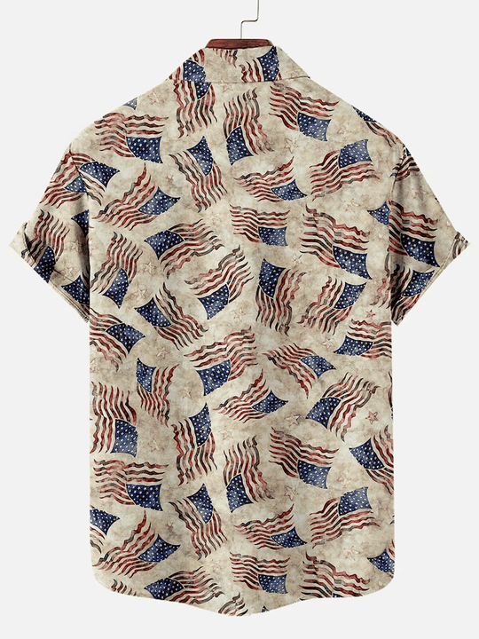 Classic Retro Baseball Flag Printed Hawaiian Shirt