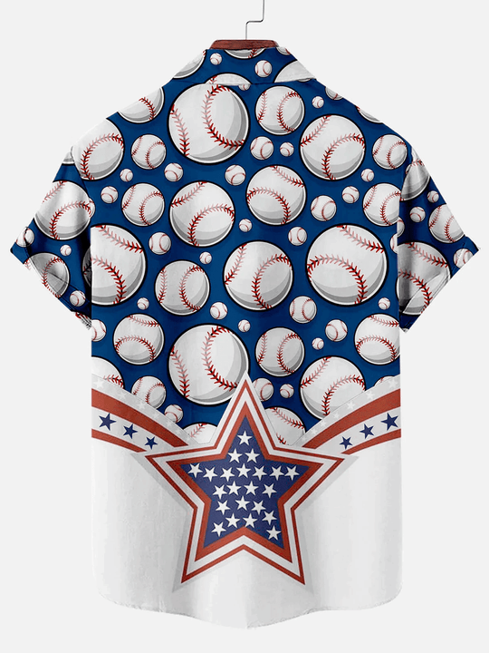 Classic Retro Baseball Short Sleeve Printed Hawaiian Shirt