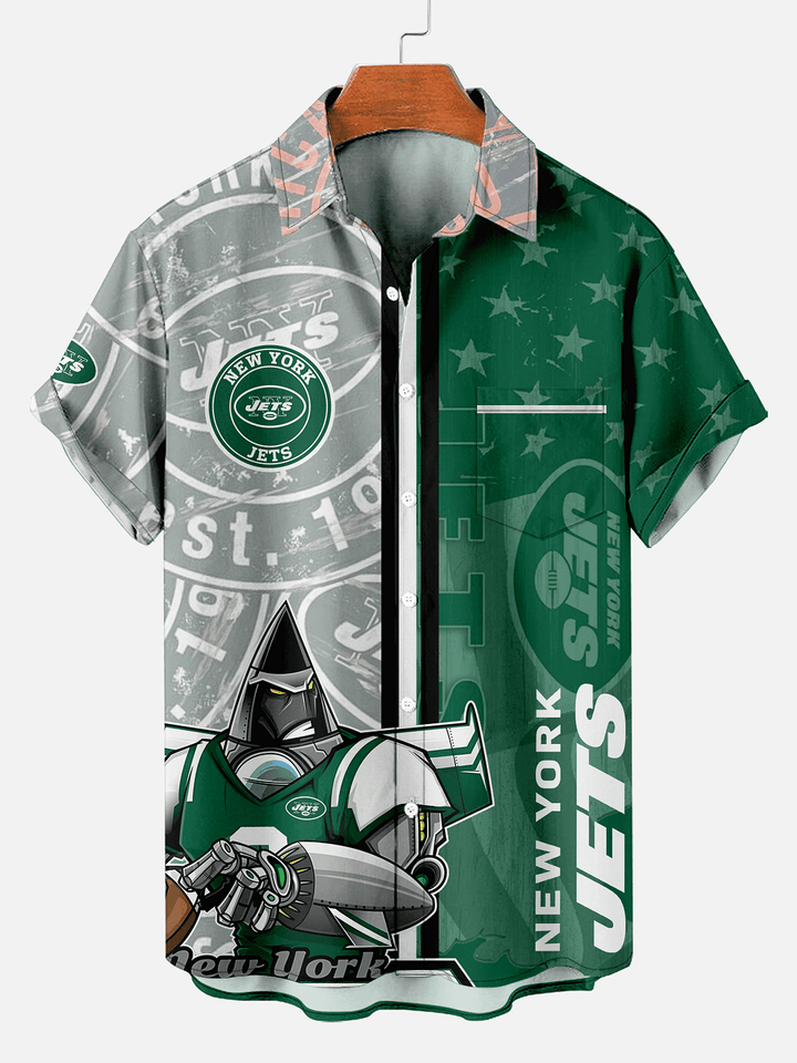 New York Jets | American Flag Hawaiian Shirt