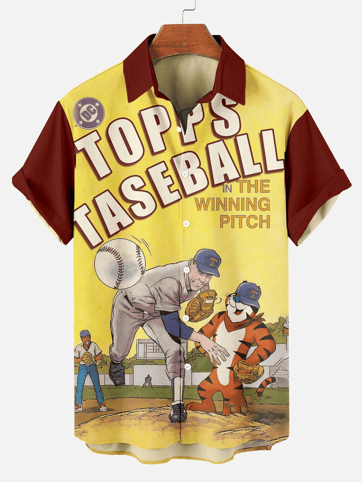 Retro Baseball Game Comic Pattern Hawaiian Shirt