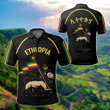 Ethiopia Flag Lion Black Unisex Adult Polo Shirt