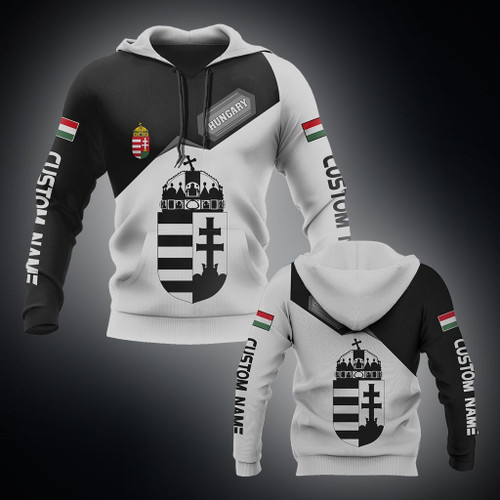 Custom Name Coat Of Arms Hungary - White Unisex Adult Hoodies
