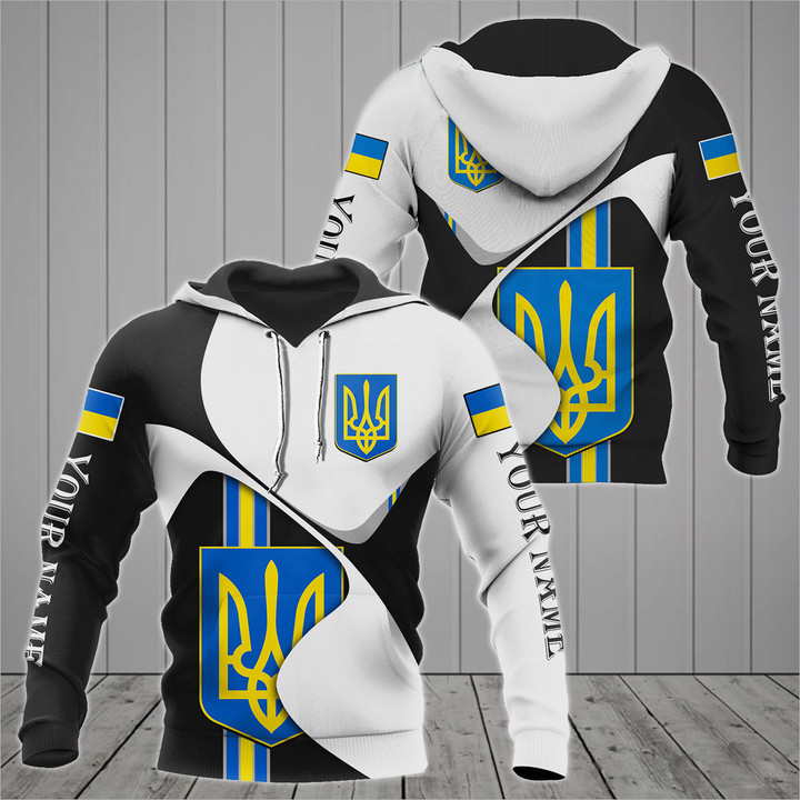 Customize Ukraine Coat Of Arms White Wave Hoodies