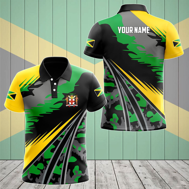 Customize Jamaica Special Camo Pattern Unisex Adult Polo Shirt