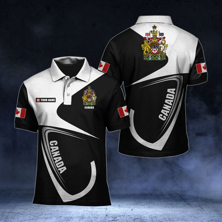 Customize Canada Coat Of Arms & Flag Unisex Adult Polo Shirt