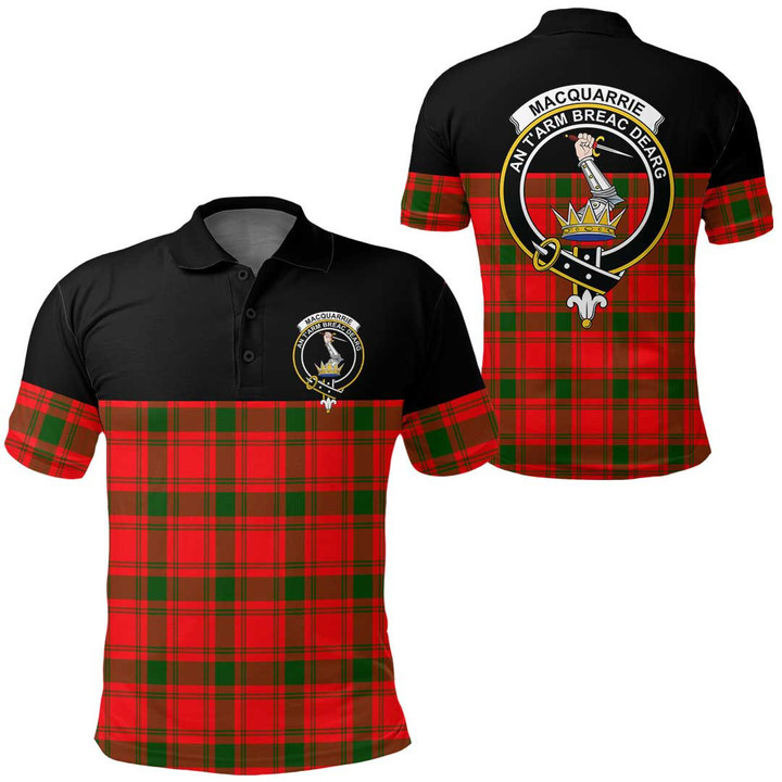 MacQuarrie Modern Clan Tartan Crest Polo Shirt - Golf Shirt Special Version Polo Shirt