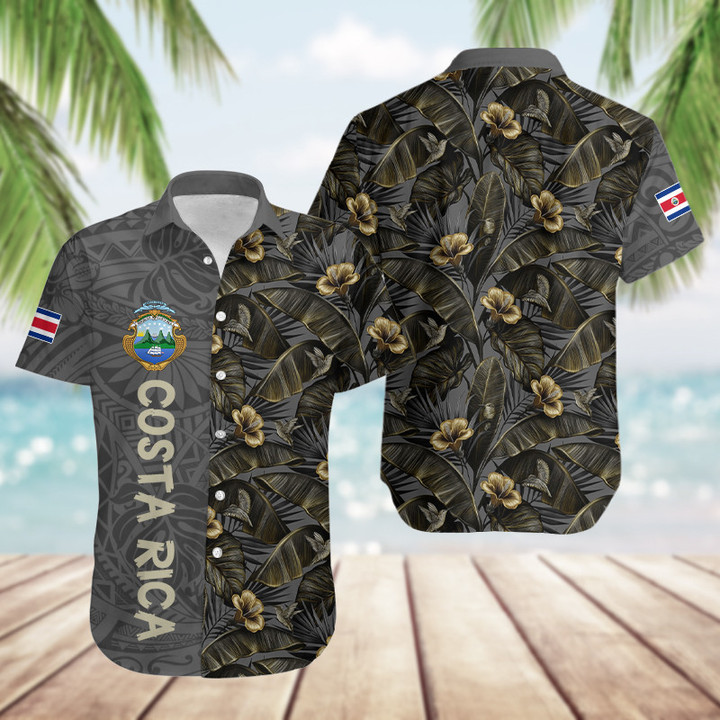 Costa Rica Hibiscus Pattern Maori Hawaiian Shirt
