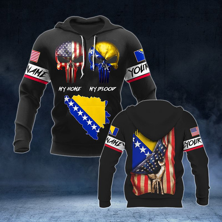 Customize America My Home Bosnia and Herzegovina My Blood V2 Unisex Adult Hoodies