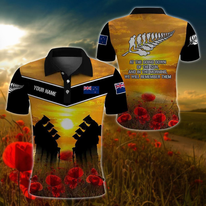 Customize New Zealand Army Veteran Poppy Unisex Adult Polo Shirt