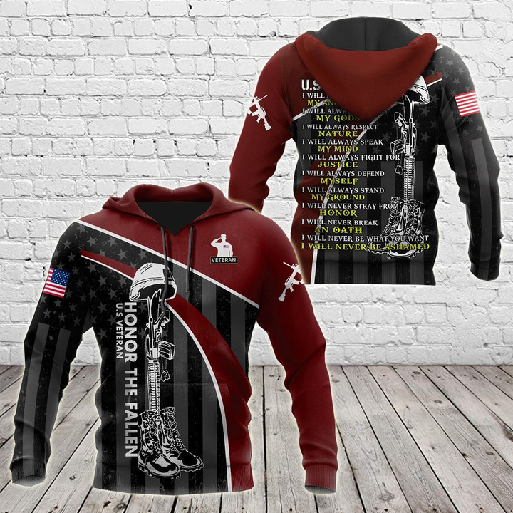Veteran Honor The Fallen I Will 3D Unisex Adult Hoodies