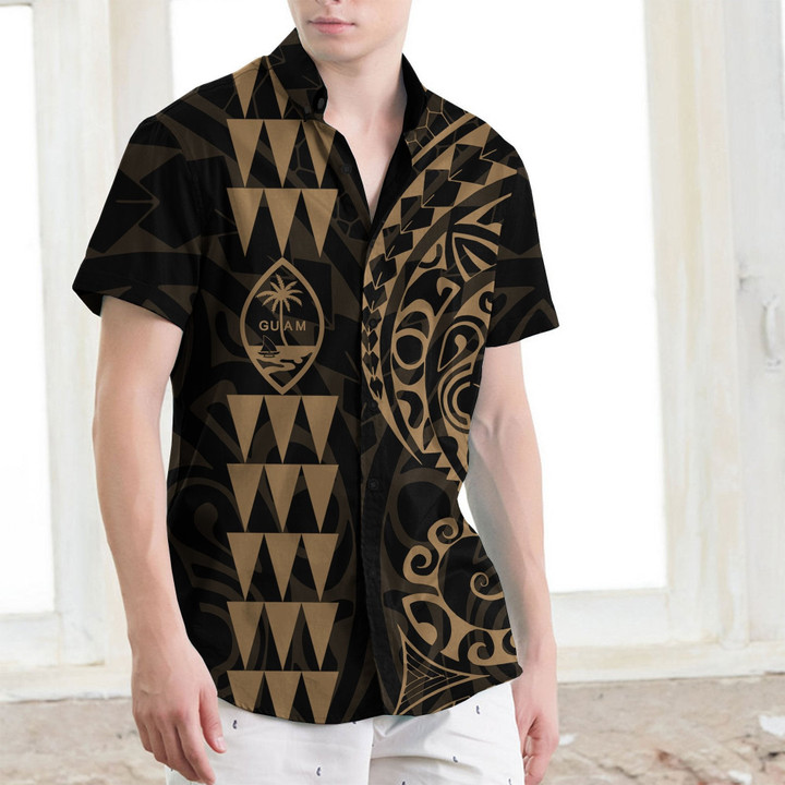 Guam Polynesian Gold Hawaiian Shirt