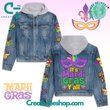 It�s Mardi Gras Y�all Hooded  Hoodless Or Hooded Denim Jacket HG
