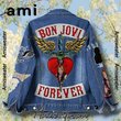 Bon Jovi Forever Hooded Hoodless Or Hooded Denim Jacket HG