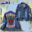Bon Jovi Forever Hooded Hoodless Or Hooded Denim Jacket HG