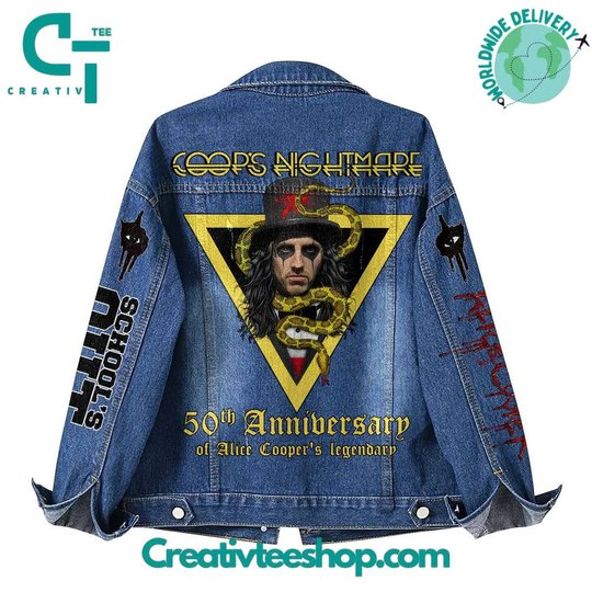 Alice Cooper �Coop�s Nightmare� 50th Anniversary Hoodless Or Hooded Denim Jacket HG