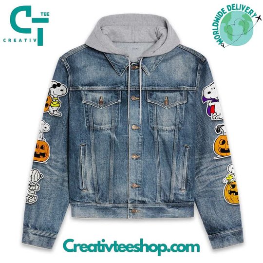 Snoopy Great Pumpkin Hooded Hoodless Or Hooded Denim Jacket HG