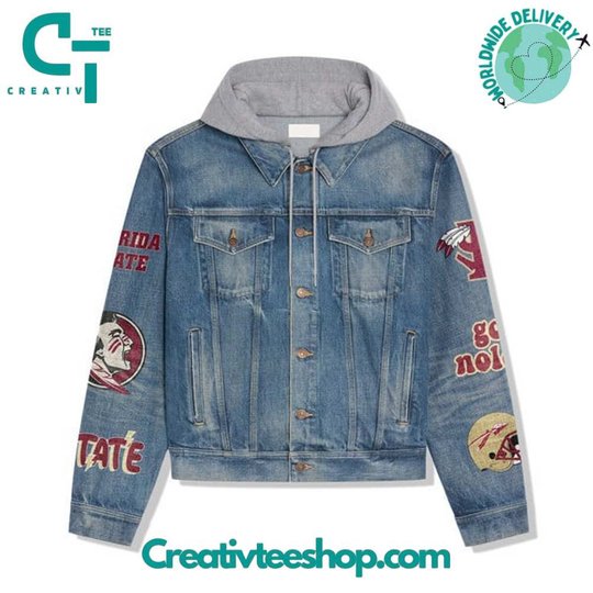 Florida State Seminoles Proud To Bleed Garnet Gold Hooded Hoodless Or Hooded Denim Jacket HG