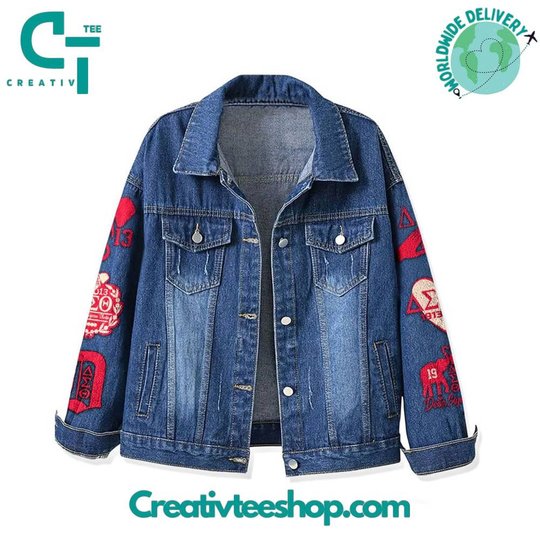 Delta Sigma Theta Sorority Inc Hoodless Or Hooded Denim Jacket HG