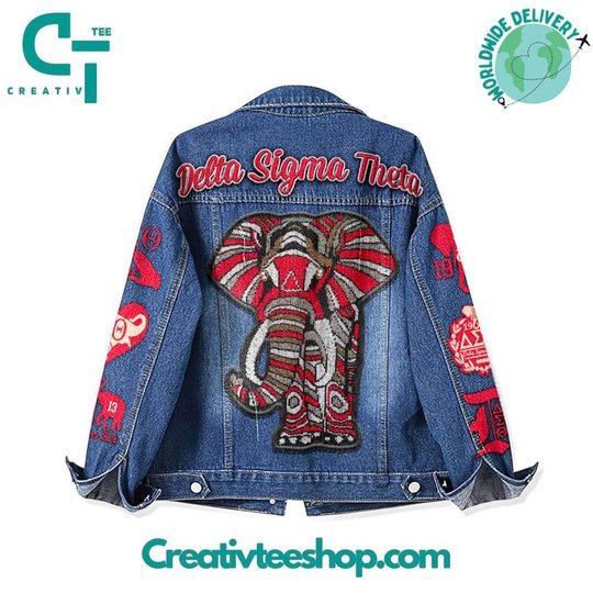 Delta Sigma Theta Sorority Inc Hoodless Or Hooded Denim Jacket HG