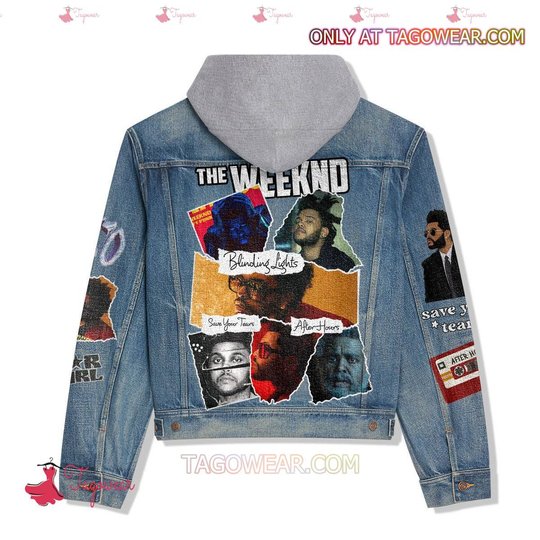 The Weeknd Songs Blinding Lights Save Your Tears After Hours Jean Hooded Hoodless Or Hooded Denim Jacket HG