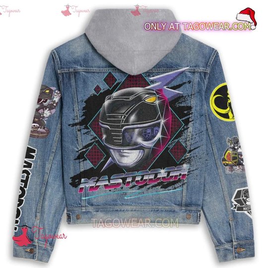 Power Rangers Mighty Morphin Mastodon Jean Hooded Hoodless Or Hooded Denim Jacket HG