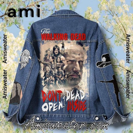 The Walking Dead Don�t Open Dead Inside Hooded Hoodless Or Hooded Denim Jacket HG
