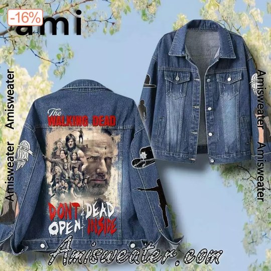The Walking Dead Don�t Open Dead Inside Hooded Hoodless Or Hooded Denim Jacket HG