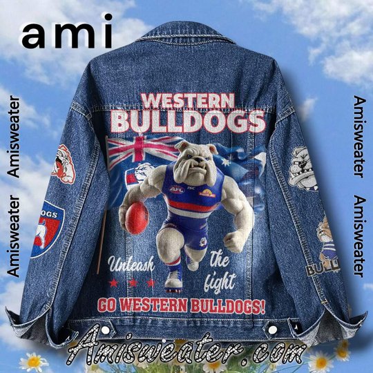 Western Bulldogs Unleash The Fight Hooded Hoodless Or Hooded Denim Jacket HG