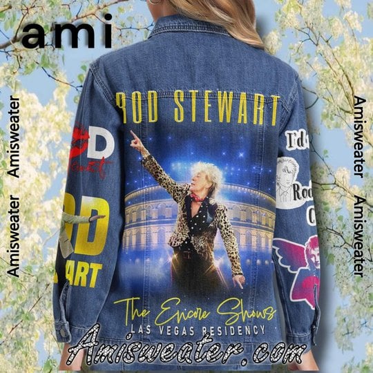 Rod Stewart The Encore Shows Las Vegas Residency 2025 Hooded Hoodless Or Hooded Denim Jacket HG