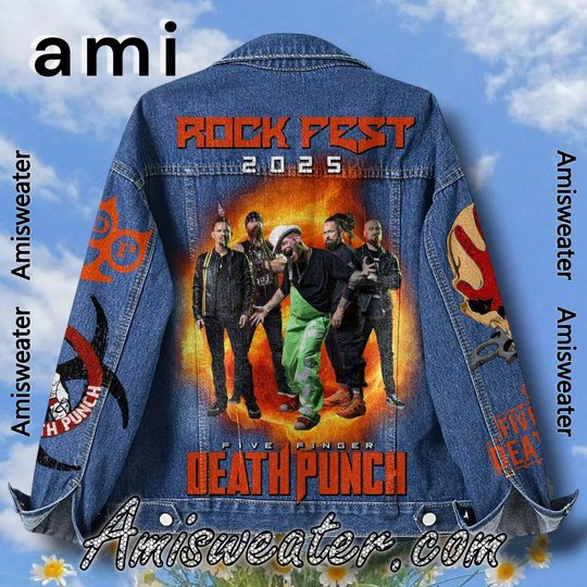 Five Finger Death Punch Rock Fest 2025 Hooded Hoodless Or Hooded Denim Jacket HG