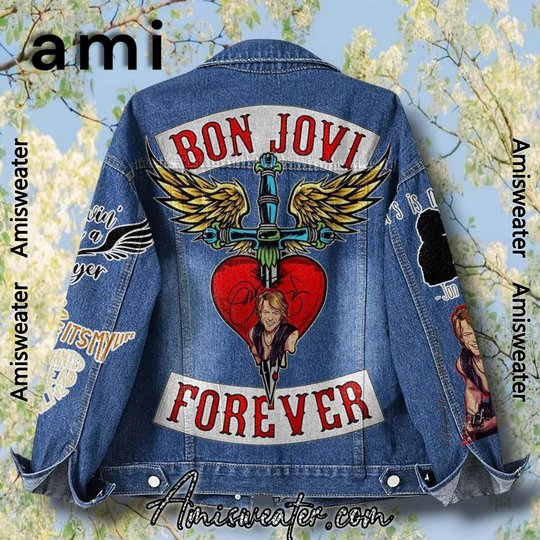 Bon Jovi Forever Hooded Hoodless Or Hooded Denim Jacket HG