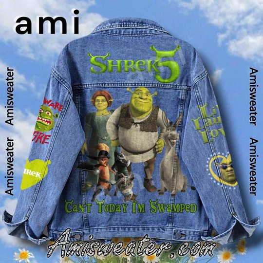 Shrek 5 Can�t Today I�m Swamped Hooded Hoodless Or Hooded Denim Jacket HG