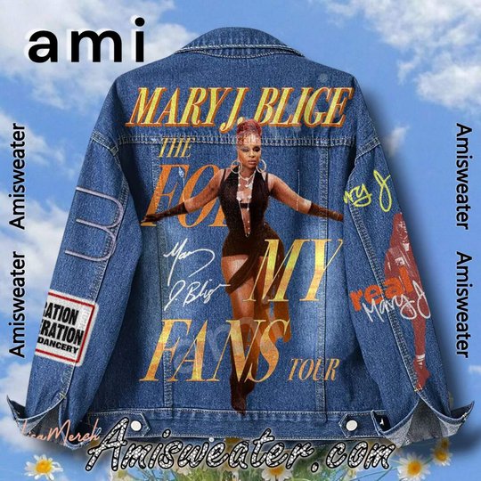 Mary J. Blige The For My Fans Tour Hooded Hoodless Or Hooded Denim Jacket HG