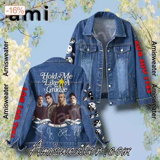 Fall Out Boy Hold Me Like A Grudge Signatures Hooded Hoodless Or Hooded Denim Jacket HG