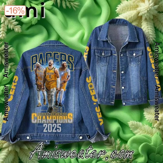 Indiana Pacers Eastern Conference Champions 2025 Hooded Hoodless Or Hooded Denim Jacket HG
