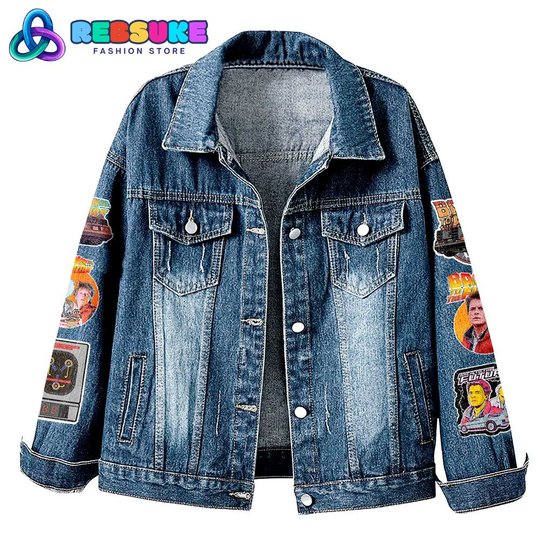 Back to the Future 40th Anniversary 2025 Hooded Hoodless Or Hooded Denim Jacket HG