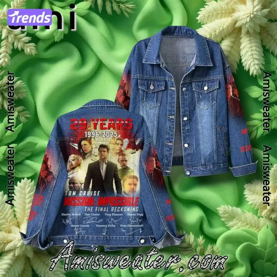 29 Years 1996-2025 Tom Cruise Mission Impossible The Final Reckoning Signatures Hooded Hoodless Or Hooded Denim Jacket HG