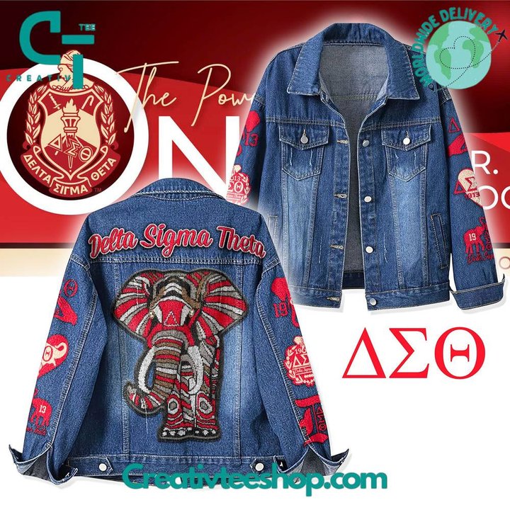 Delta Sigma Theta Sorority Inc  Hoodless Or Hooded Denim Jacket HG